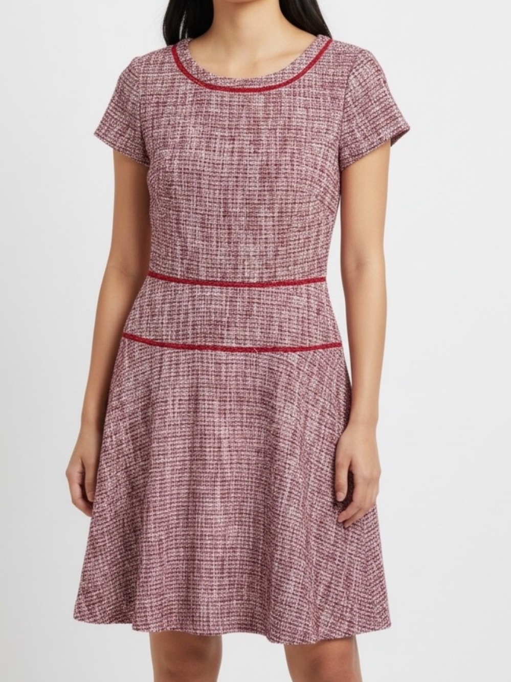 Banana Republic Pink Bouclé Tweed Fit & Flare Dress Size 12
